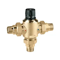 Caleffi 523063 Merkezi Sistemler için Ayarlanabilir Girişlerde Çek-Valfli Termostatik Karışım Vanası 1''