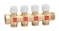 Caleffi 354 Kesme Vanalı Modüler Tekli Dağıtım Kolektörü 3/4” x 3 Çıkışlı